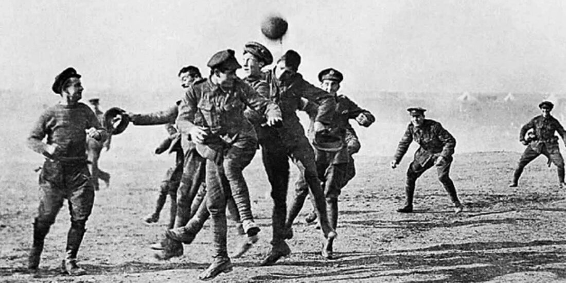 German and British soldiers playing soccer on Christmas Day during WWI. The Power of PLAY literally stopped a war.